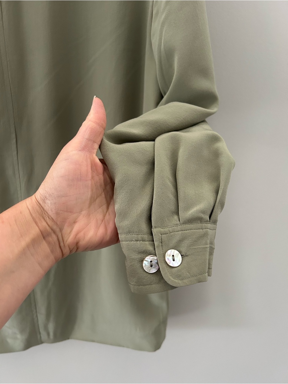 Vintage Emma James 100% Silk Lightweight Utility Women’s Sage Green Jacket - Picture 7 of 8